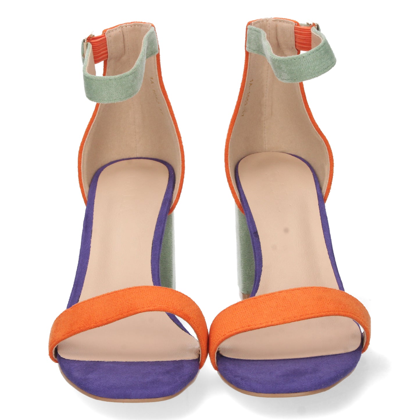 Sandalia de Tacón para Mujer  con Estampado Multicolor  y Cierre de Hebilla  Primavera Verano *